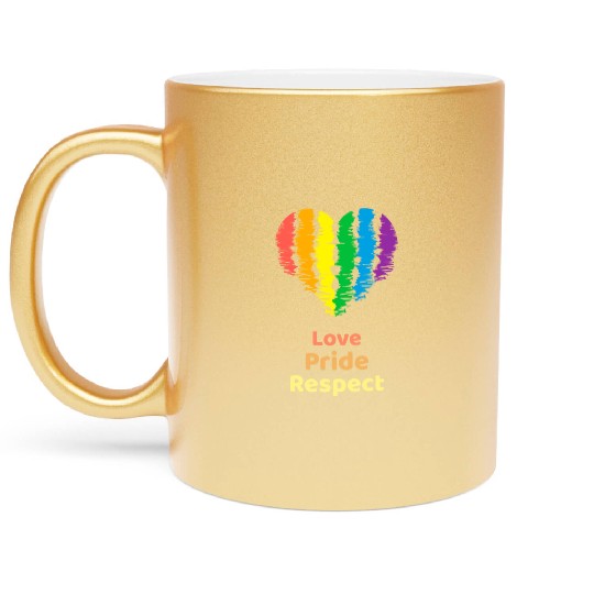 Love Pride Respect. Rainbow Heart For Oslo Metallic Mugs