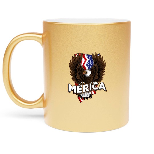 Merica 4th of July Bald Eagle USA American Fla Metallic Mugs