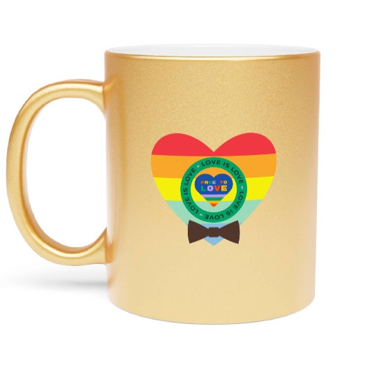 Happy pride love is love Metallic Mugs