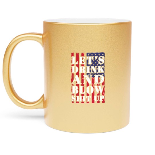America American Flag Let's Drink Beer 4th Of July Metallic Mugs