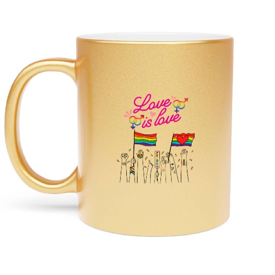 pride colors flag love is love Metallic Mugs