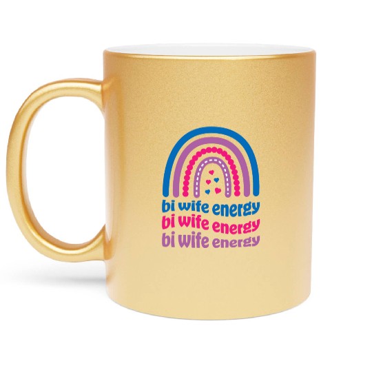 Bi Wife Energy Gay Pride Lesbian LGBT Cute Metallic Mugs