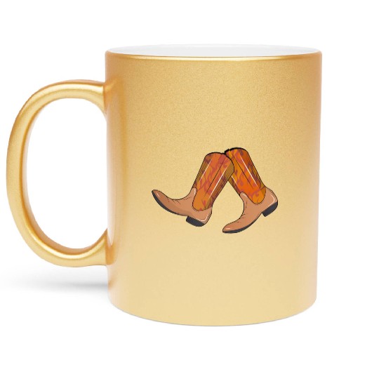 extravagant western boots with flame pattern Metallic Mugs