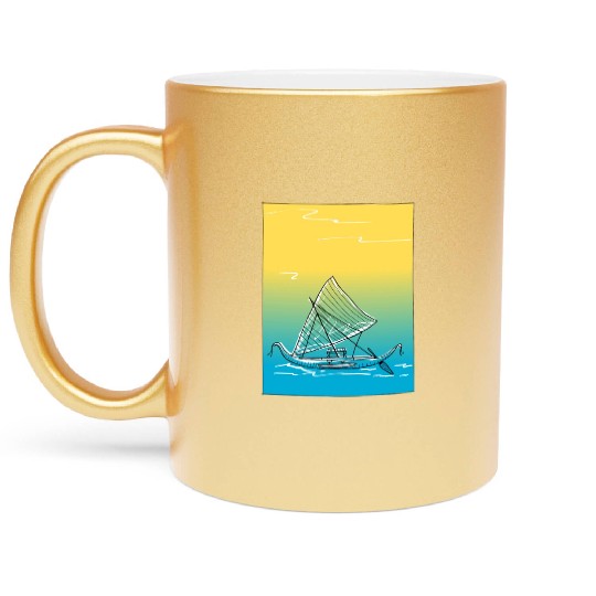 sailing canoe Metallic Mugs