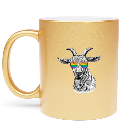 Funny Goat LGBT Rainbow Flag Gay Pride Metallic Mugs