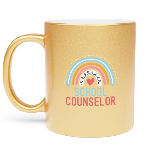 Funny School Counselor Rainbow Appreciation Back Metallic Mugs