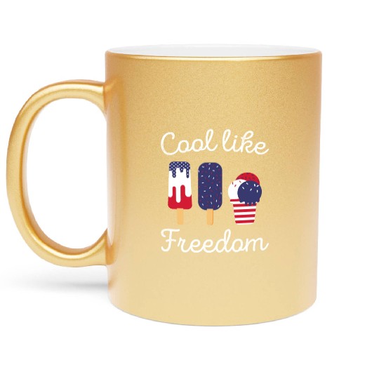 Ice Cream Freedom Popsicles US Flag Metallic Mugs