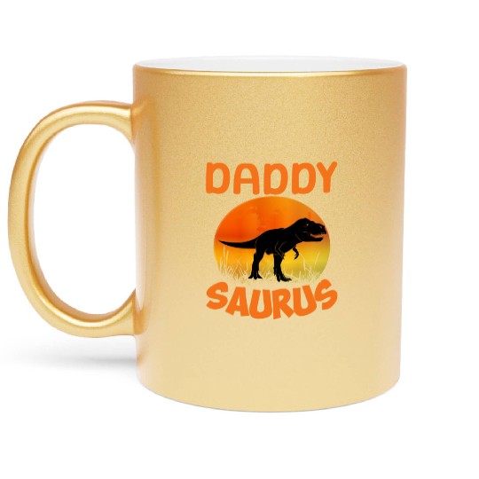 Daddysaurus Papasaurus Metallic Mugs