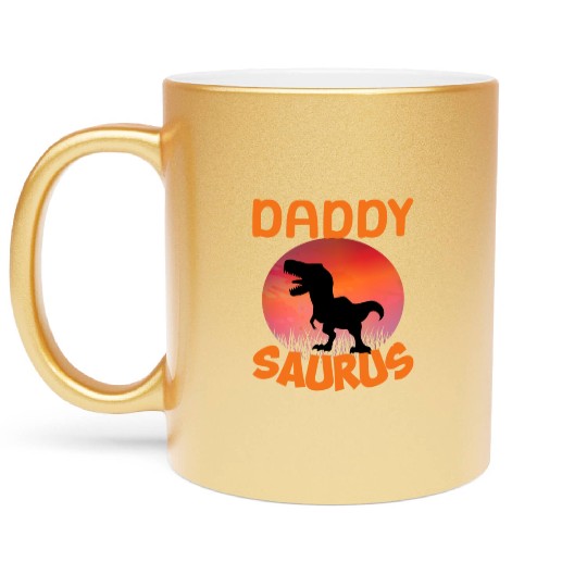 Daddysaurus Papasaurus Metallic Mugs