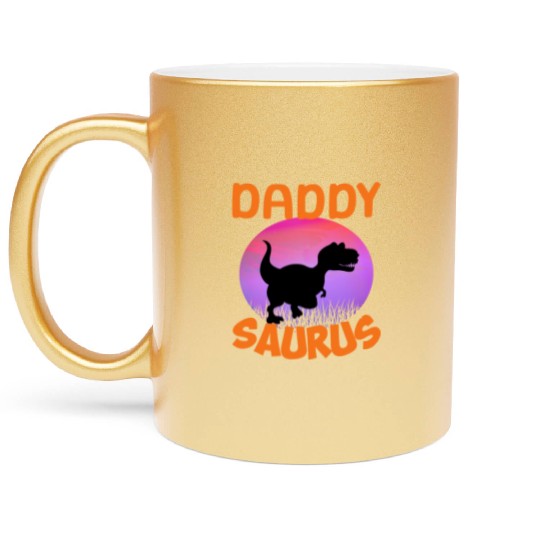 Daddysaurus Papasaurus Metallic Mugs