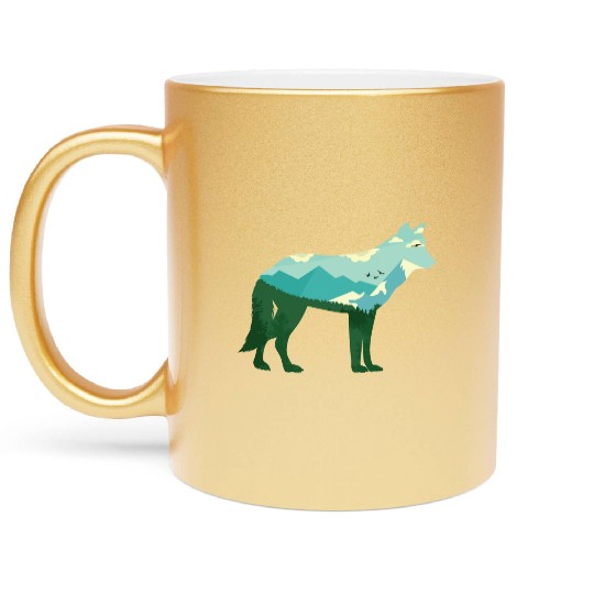 Mountain Wolf Metallic Mugs