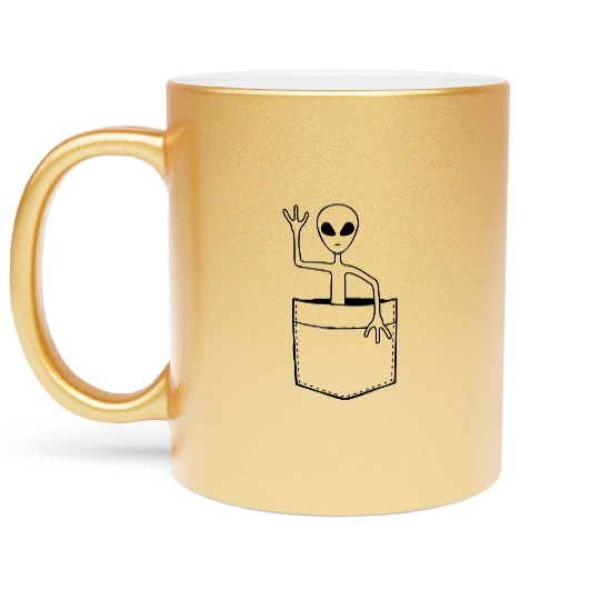 Bag Alien Waving Friendly Metallic Mugs