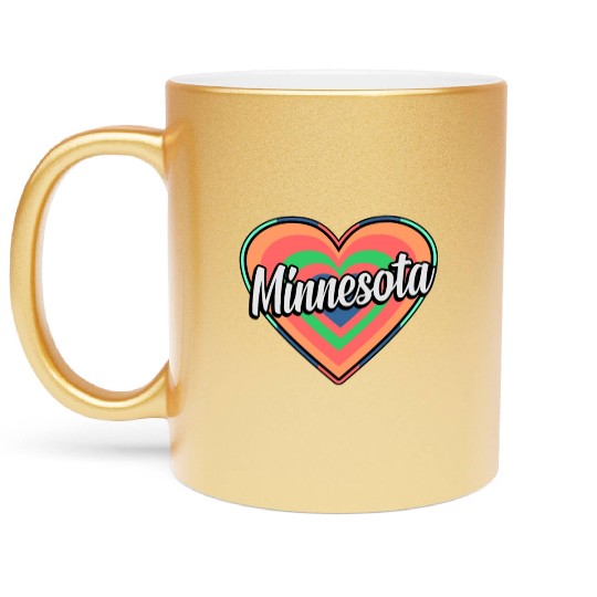 Minnesota Colorful Heart Gift Metallic Mugs