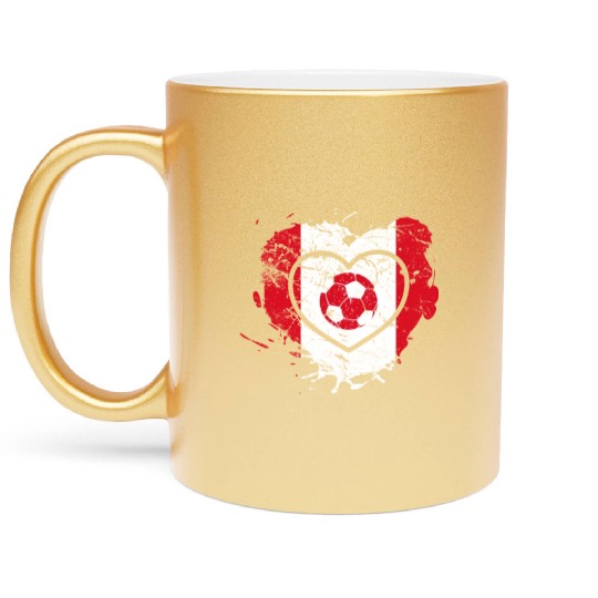 I Love Peru, I Love Football Metallic Mugs