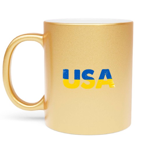 I Stand with Ukraine Ukraine Flag Metallic Mugs