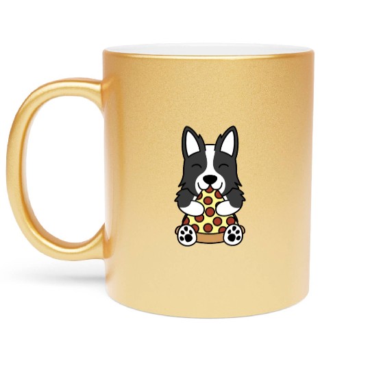 Border Collie Pizza Lover Metallic Mugs