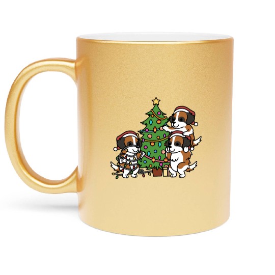 Saint Bernard Christmas Tree Metallic Mugs