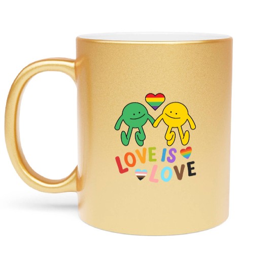 lOVE IS LOVE, Rainbow, Valentine day, Bi, Metallic Mugs