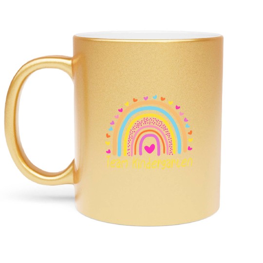 Team Kindergarten Teacher Rainbow Metallic Mugs