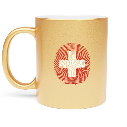 Switzerland flag fingerprint Metallic Mugs