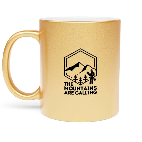 The Mountains Are Calling Snowboard Metallic Mugs