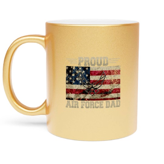 Proud Air Force Dad Veteran Us Flag Metallic Mugs