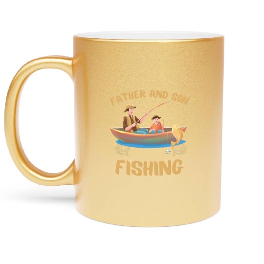 FATHER AND SON FISHING, DAUGTHER, FATHERS DAY Metallic Mugs
