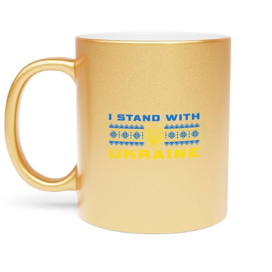 I STAND WITH UKRAINE BLUE-YELLOW Metallic Mugs