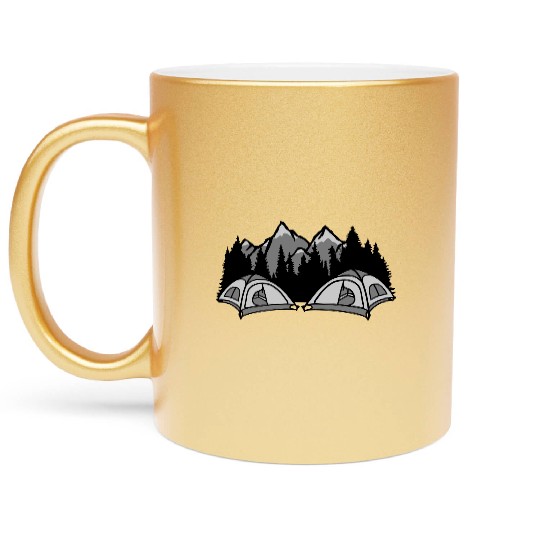 forest camper outdoor live Metallic Mugs