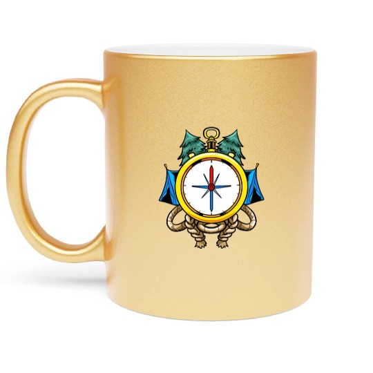 Compass Camp Campsite Camper Camping Metallic Mugs