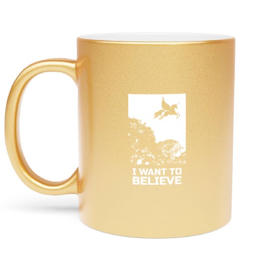 Unicorn I Want To Believe UAP Outfit Alien Ufo Metallic Mugs