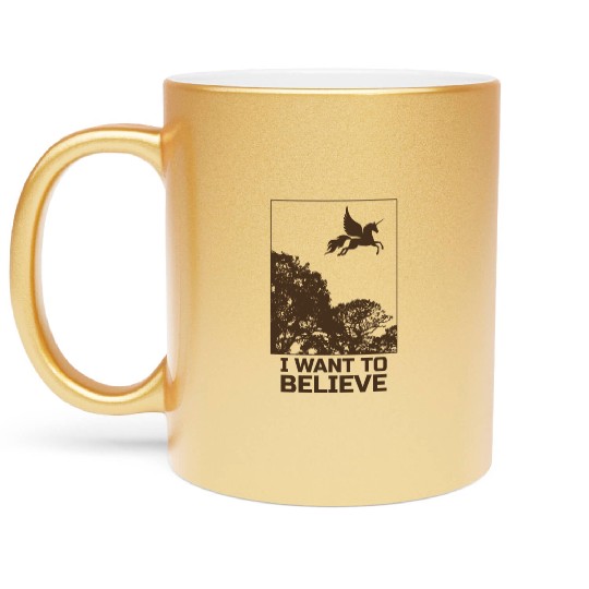 Unicorn "I Want To Believe" UAP Outfit Alien Ufo Metallic Mugs