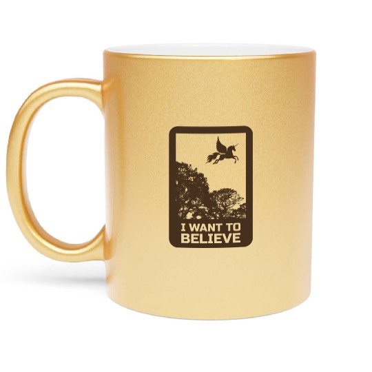 Unicorn "I Want To Believe" UAP Outfit Alien Ufo Metallic Mugs