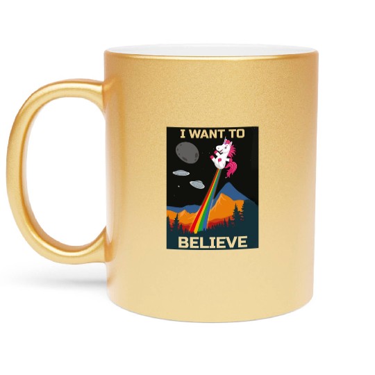 Unicorn "I Want To Believe" UAP Outfit Alien Ufo Metallic Mugs