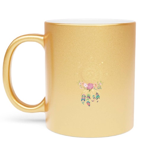 Beautiful Dreamcatcher Sun Moon Flowers Metallic Mugs