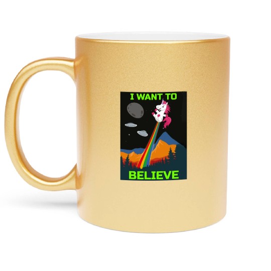 Unicorn "I Want To Believe" UAP Outfit Alien Ufo Metallic Mugs