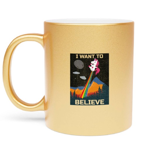 Unicorn "I Want To Believe" UAP Outfit Alien Ufo Metallic Mugs