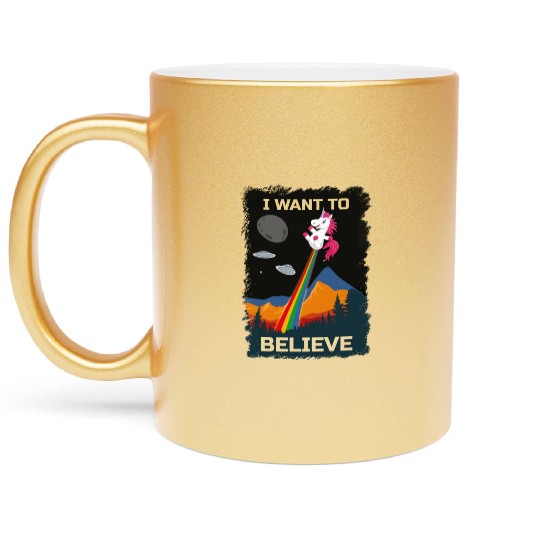 Unicorn "I Want To Believe" UAP Outfit Alien Ufo Metallic Mugs