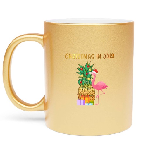 Christmas In July Pineapple Xmas Tree Lights Metallic Mugs
