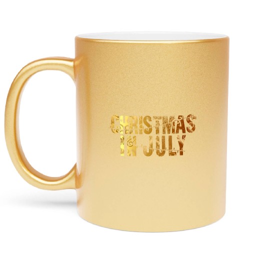 Christmas In July Xmas Tree Lights Santa Beach Metallic Mugs