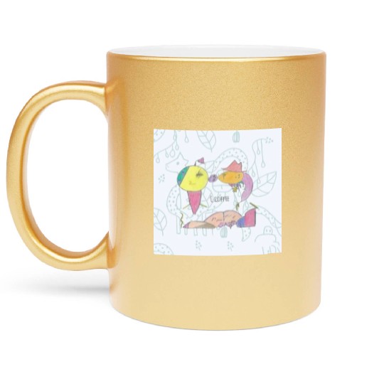 I-COFFEE FISH PUPPET KISS Metallic Mugs