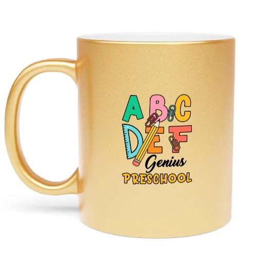 Kids Back to School Alphabet Genius Preschool Metallic Mugs
