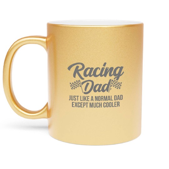 Pit Crew Checkered Flag Car Racing Dad Metallic Mugs