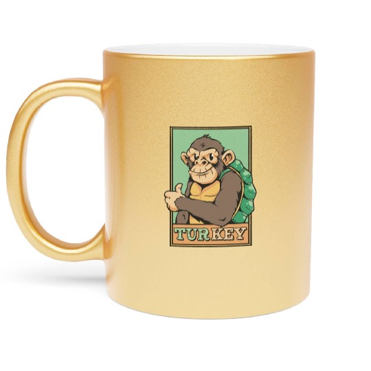 TURKEY = TURTLE + MONKEY FUNNY ANIMALS Metallic Mugs