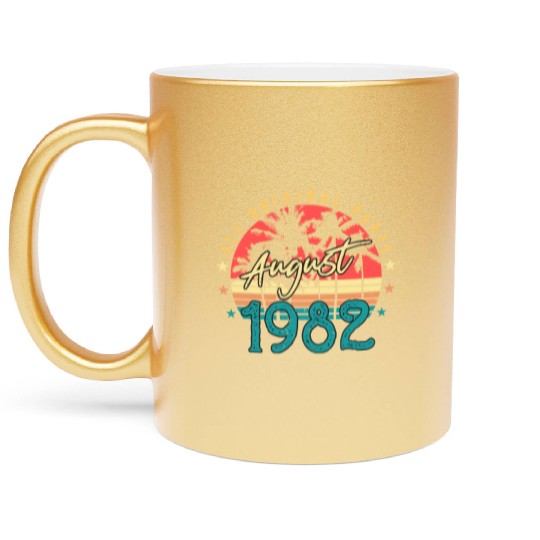 40th Birthday Of August 1982 Metallic Mugs