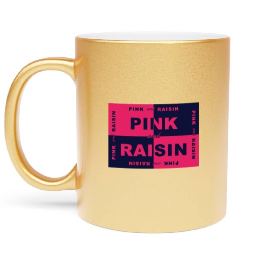 Pink and Raisin Design Metallic Mugs