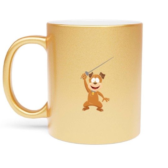 Fencing Dog Funny Animal Fencing Humor For Dog Metallic Mugs