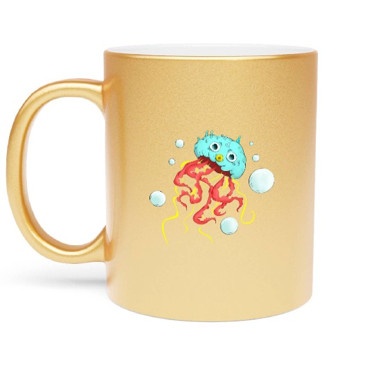 Amazing Jellyfish swimming underwater Metallic Mugs