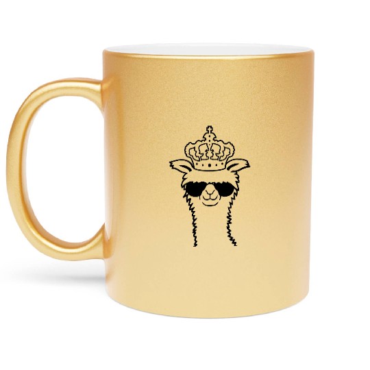 boss king llama sunglasses Metallic Mugs