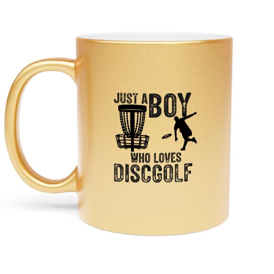 Boy Who Loves Disc Golf Vintage Ultimate Frisbee Metallic Mugs